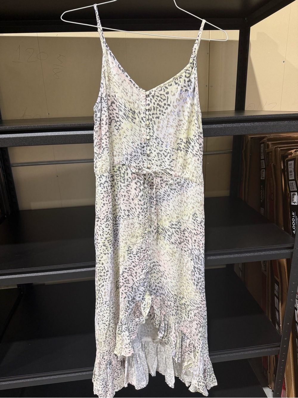 Rails Pastel Animal Print High-Low Slip Dress in Pink, Yellow, Gray, Cream